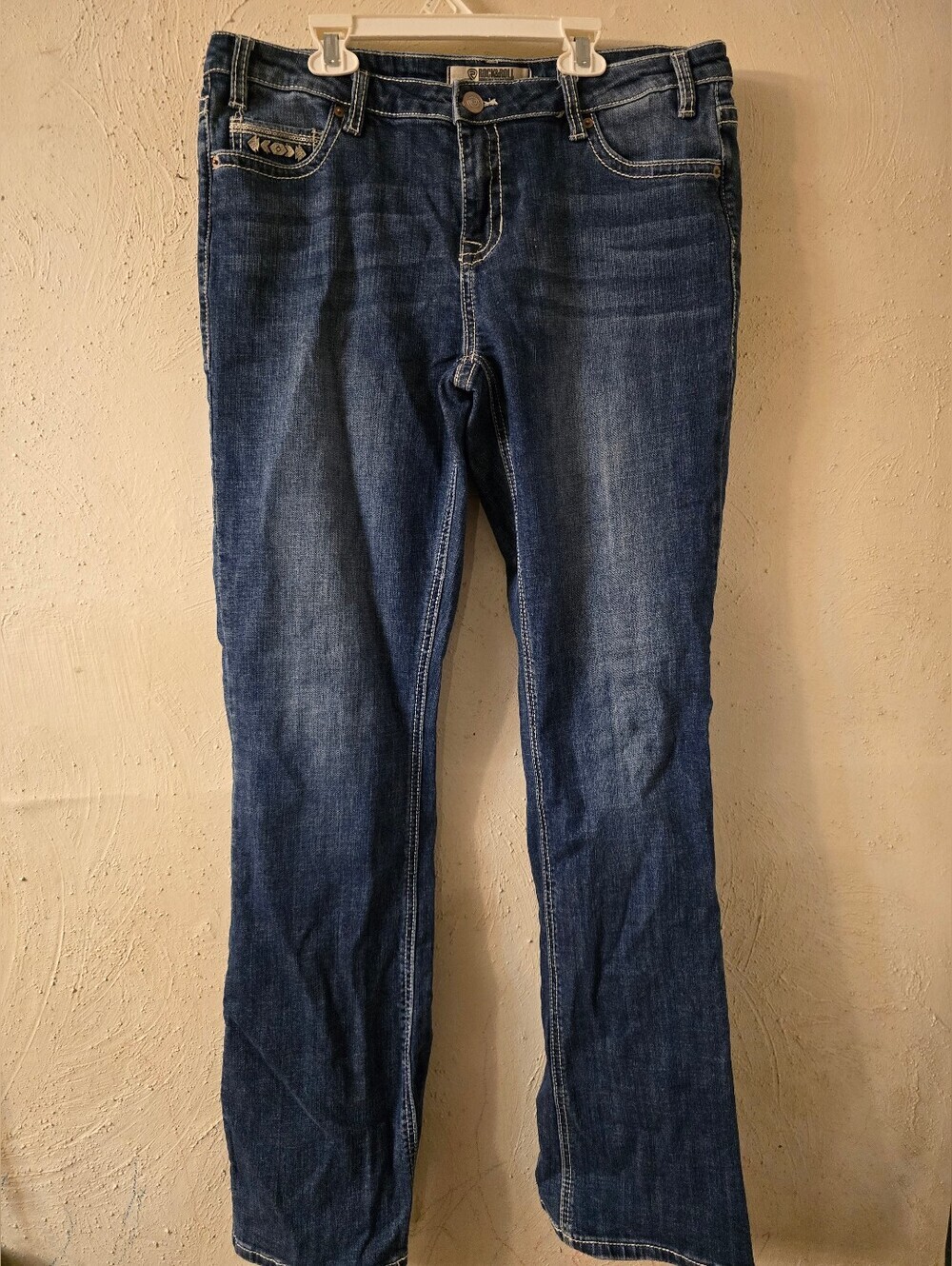 Women's Dark Blue Bootcut Jeans - Classic Mid-Rise Style